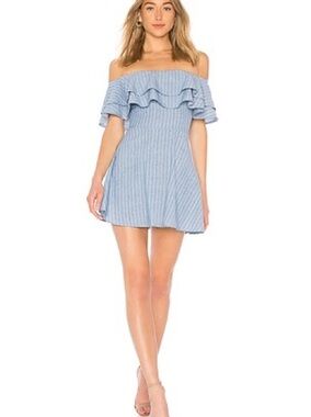 superdown Briget Ruffle Dress in Blue Stripe